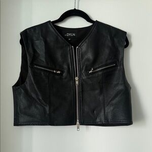 REVOLVE Black Leather Crop Top